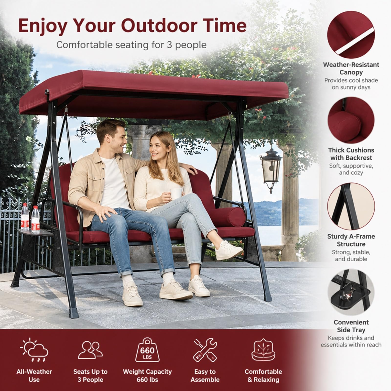 Toldo de Repuesto para Columpio de Jardín Exterior | Protección solar, tela 250g/m² antidesgarro, reemplaza toldos desgastados, estructura no incluida(Brown,198*125*21*16cm)