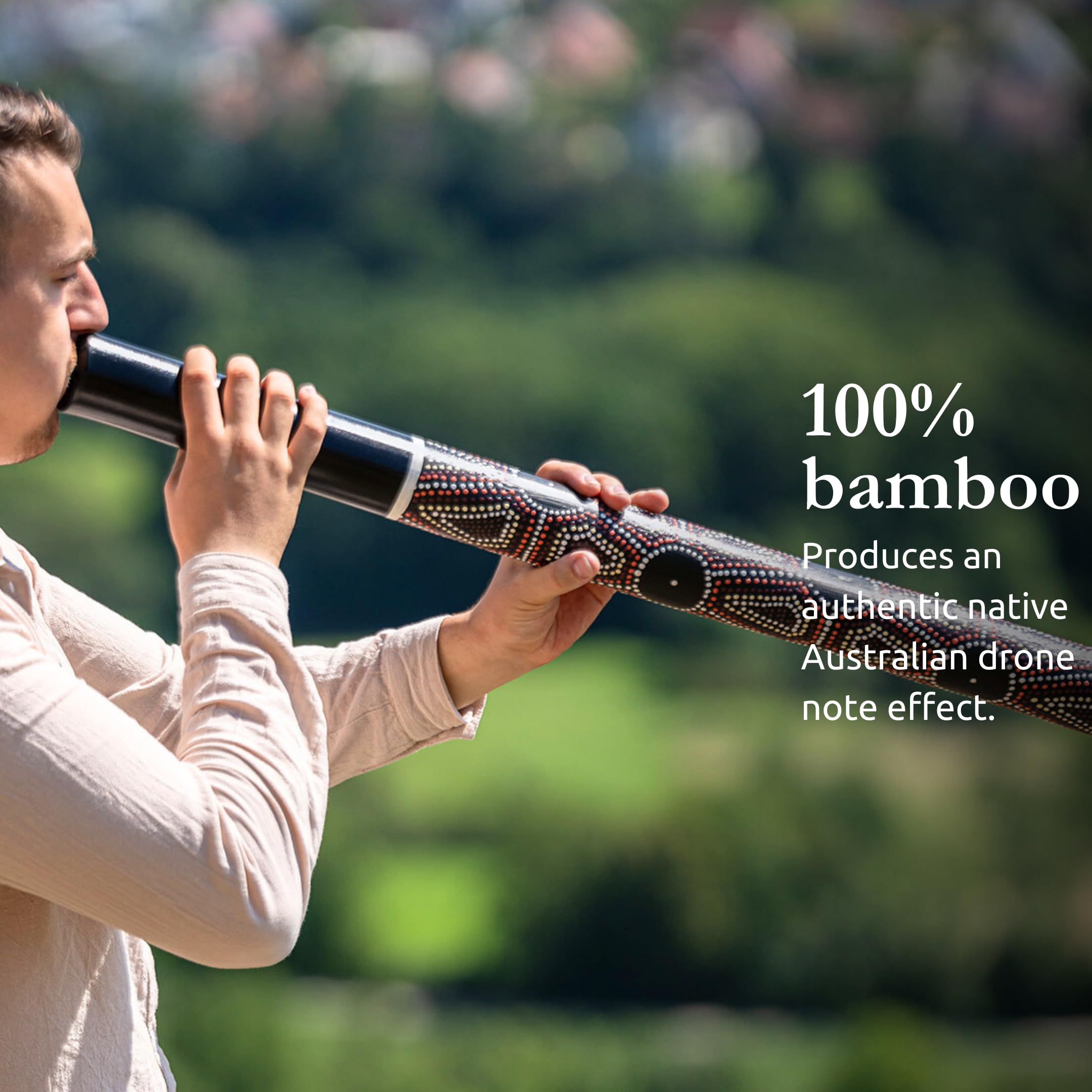 Sonic Energy Classic Bamboo Didgeridoo – léger – Bambou, noir avec pois colorés (DD1BK)