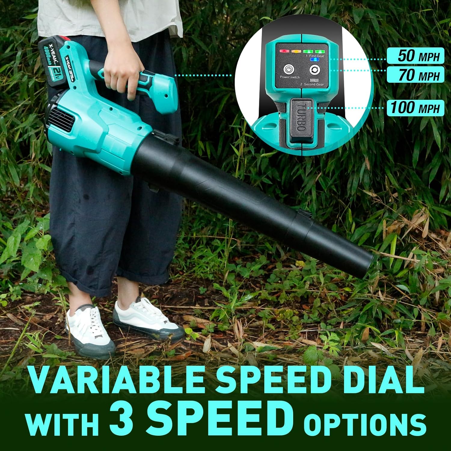 Leaf Blower Cordless- Battery Operated, Lightweight and Portable Compact Leaf Blower with 1 X 4.0 Batteries & Charger for Lawn Care
