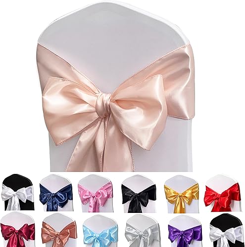 Maiangel Bandas de satén para silla, lazos para silla, 12 lazos para silla, bandas traseras para bodas, fiestas, eventos, banquetes, decoración de
