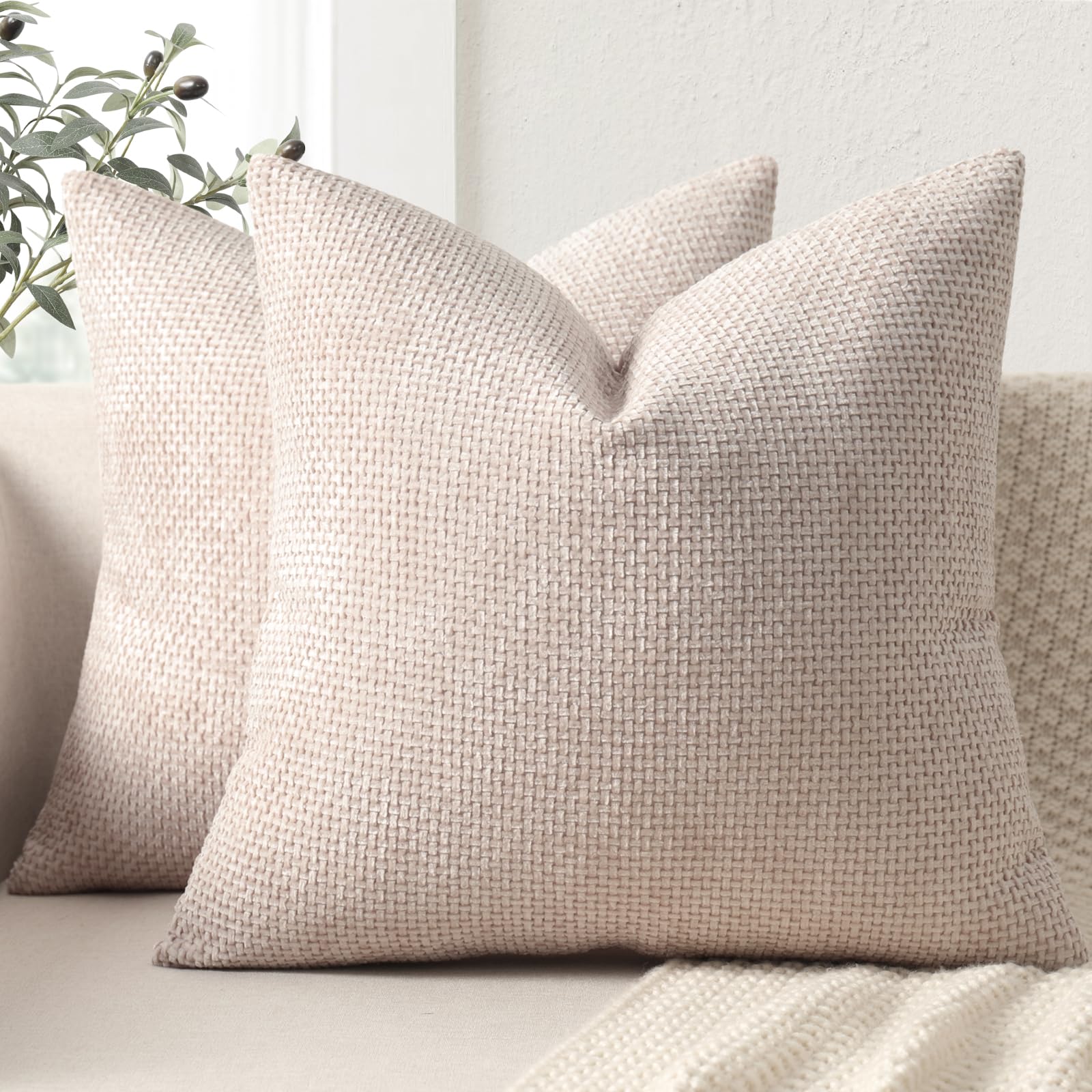 ZWJD Pillowcase 40x40 Set of 2 Chenille Cushion Covers, Sofa Cushion Covers, Decorative Cushions, Soft Sofa Cushion Covers for Sofa, Bed and Living Room, Home Decor, Luxury Decorative Cushion Covers
