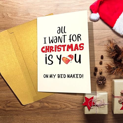Miniatura 5 de Sleazy - Tarjeta de Navidad para esposa y marido, divertida tarjeta de Navidad para prometida novia y novio, tarjeta de Navidad traviesa, All I Want