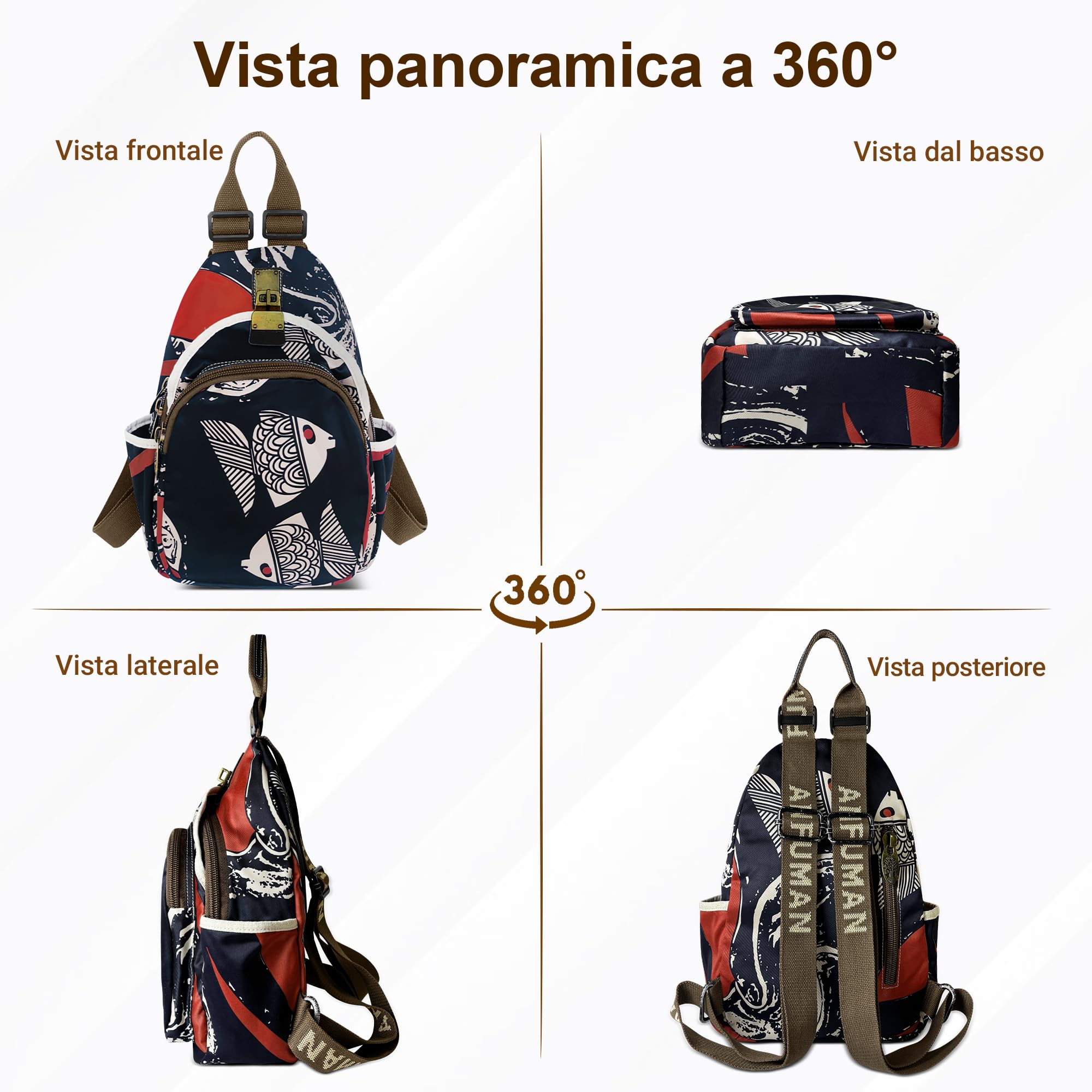 Zainetto Antifurto Donna – Tessuto Oxford Impermeabile, Multi-Tasche, Leggero, Spalline Regolabili – Ideale Per Viaggi, Vacanze, Lavoro, Scuola, Uso Quotidiano (Blu Marino)
