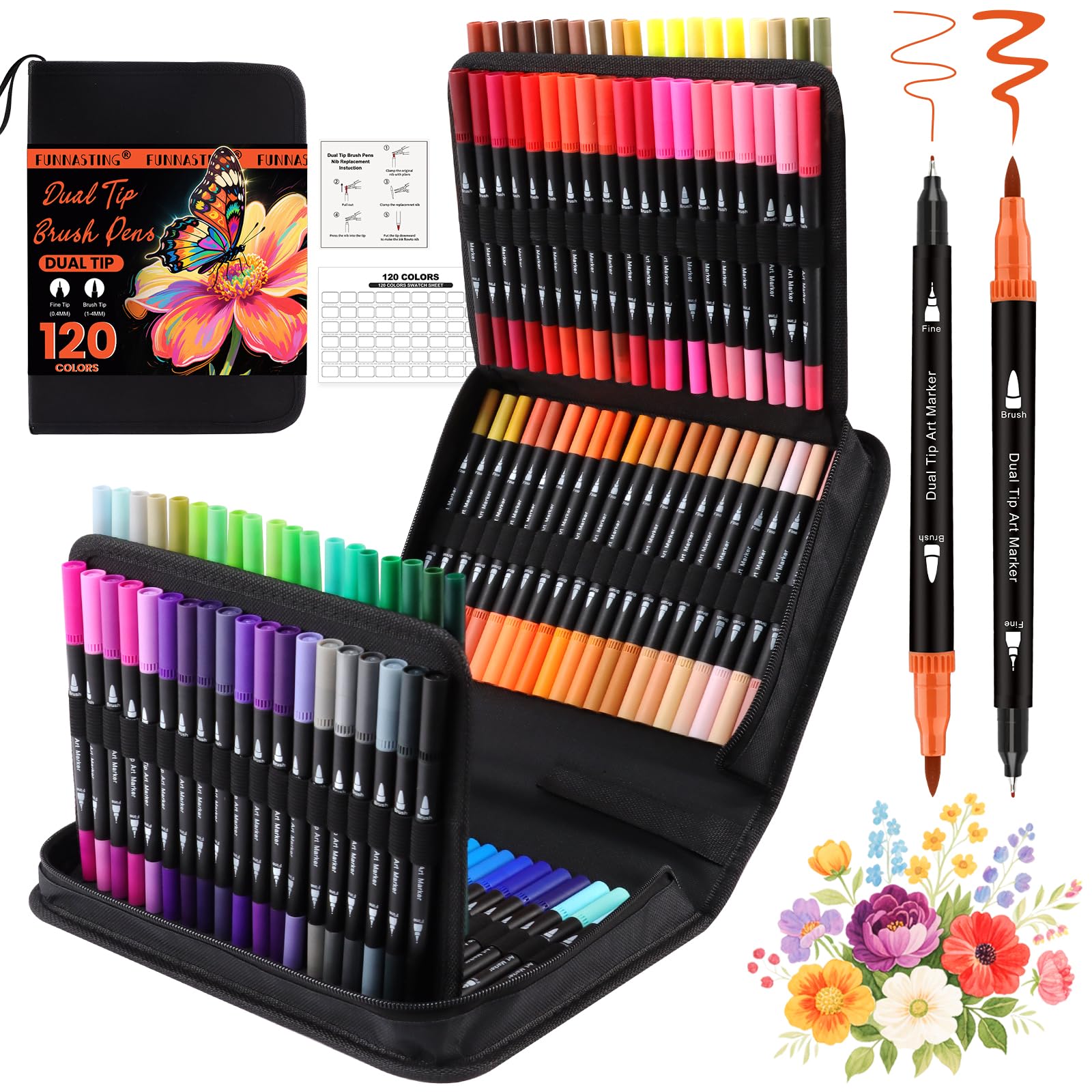 Sponsored Ad – Funnasting Dual Tip Brush Pens, 120 Colors Felt Tip Pens, Colouring Pens for adults with Canvas Bag for Adult Coloring Books Drawing Sketching Bullet Journal Calligraphy