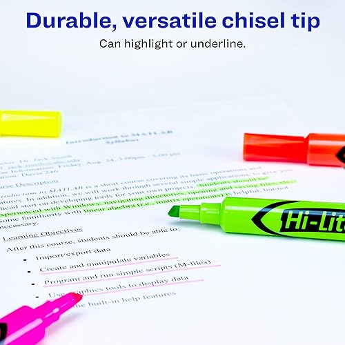 Miniatura 3 de AVERY Hi-Liter - Resaltadores estilo escritorio, tinta segura para manchas, punta de cincel, 4 resaltadores de colores surtidos (24063) (paquete de