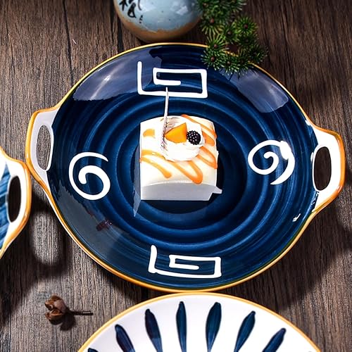 Miniatura 10 de Juego de 2 platos de cerámica, platos llanos estilo japonés (ln)