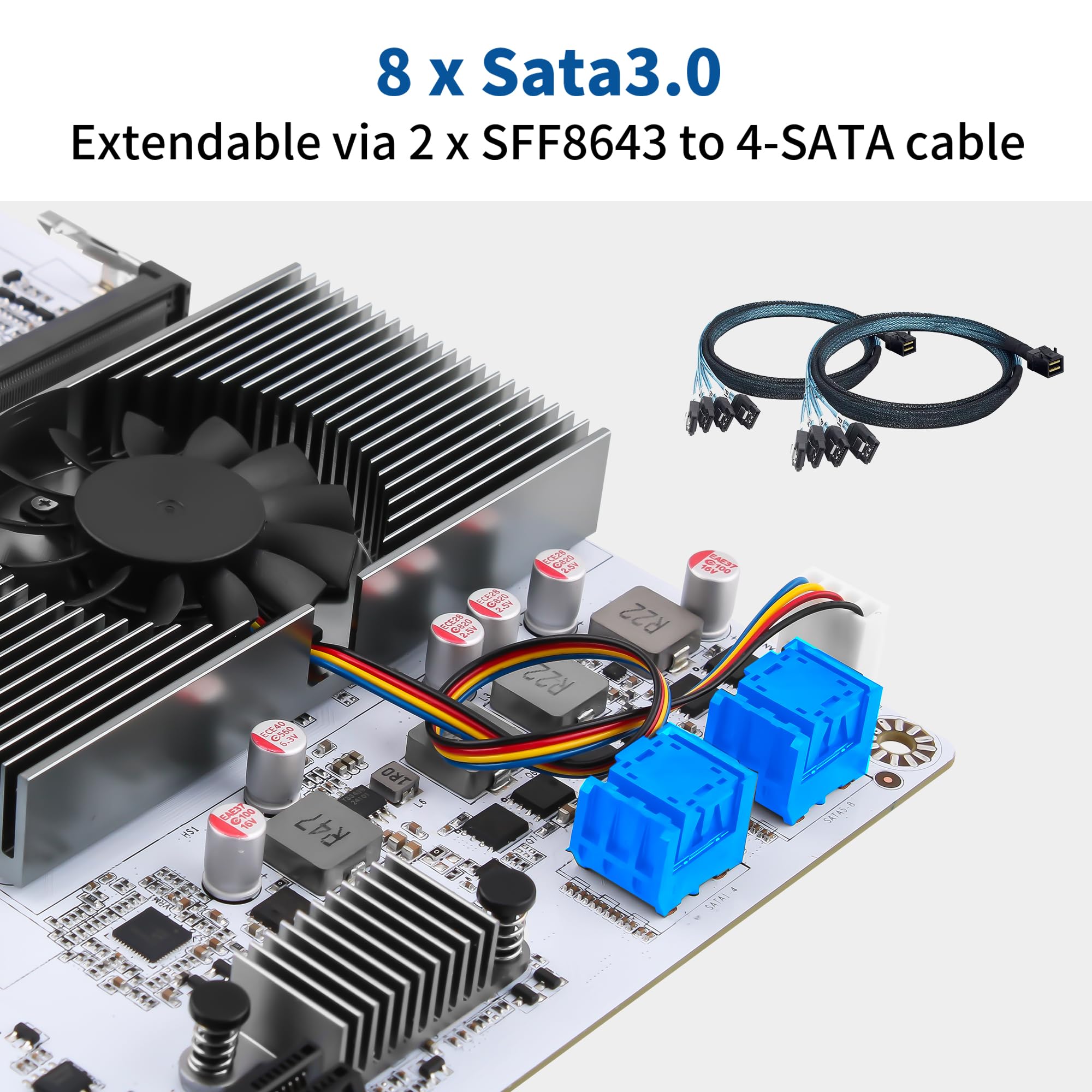 NAS Motherboard 8 Bay, 10GbE RJ45 LAN, N150 Mini ITX Mainboard, 2 x NVMe, Dual i226-V 2.5GbE LAN, DDR5 Barebone, USB-C, TF Slot, PCIEx1, HD+DP, 2 x SFF8643 (No Cables)