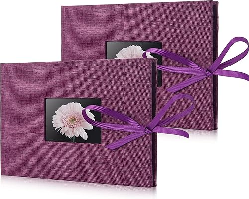 Miniatura 1 de Paquete de 2 álbumes de fotos pequeños de 4 x 6 pulgadas, cada álbum de fotos tiene capacidad para 24 fotos horizontales, cubierta de lino con