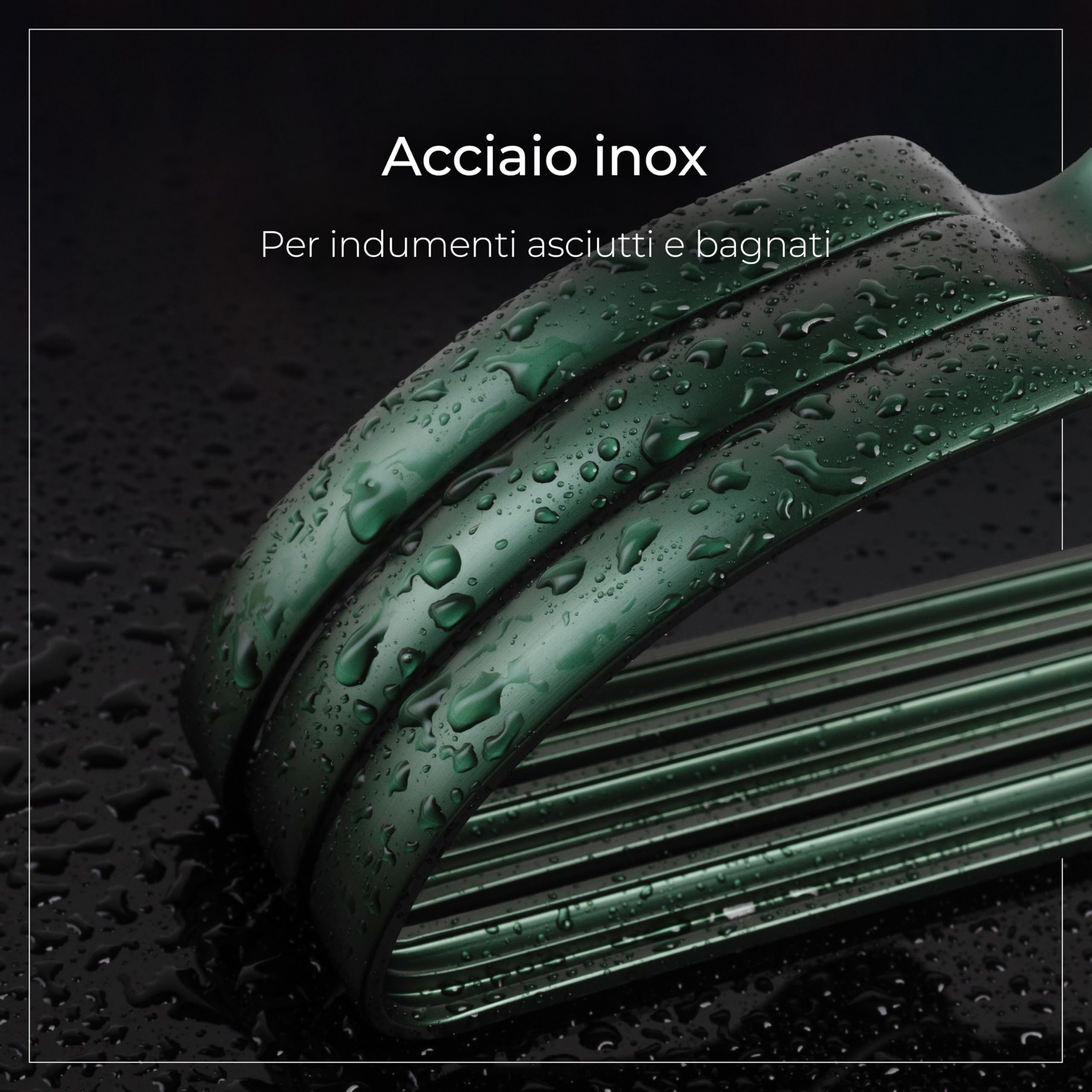Parusia Gruccia appendiabiti verde bosco, 42 cm di larghezza, 1 cm di spessore, in metallo antiruggine, indeformabile, per riporre abiti e organizzare armadi (20)