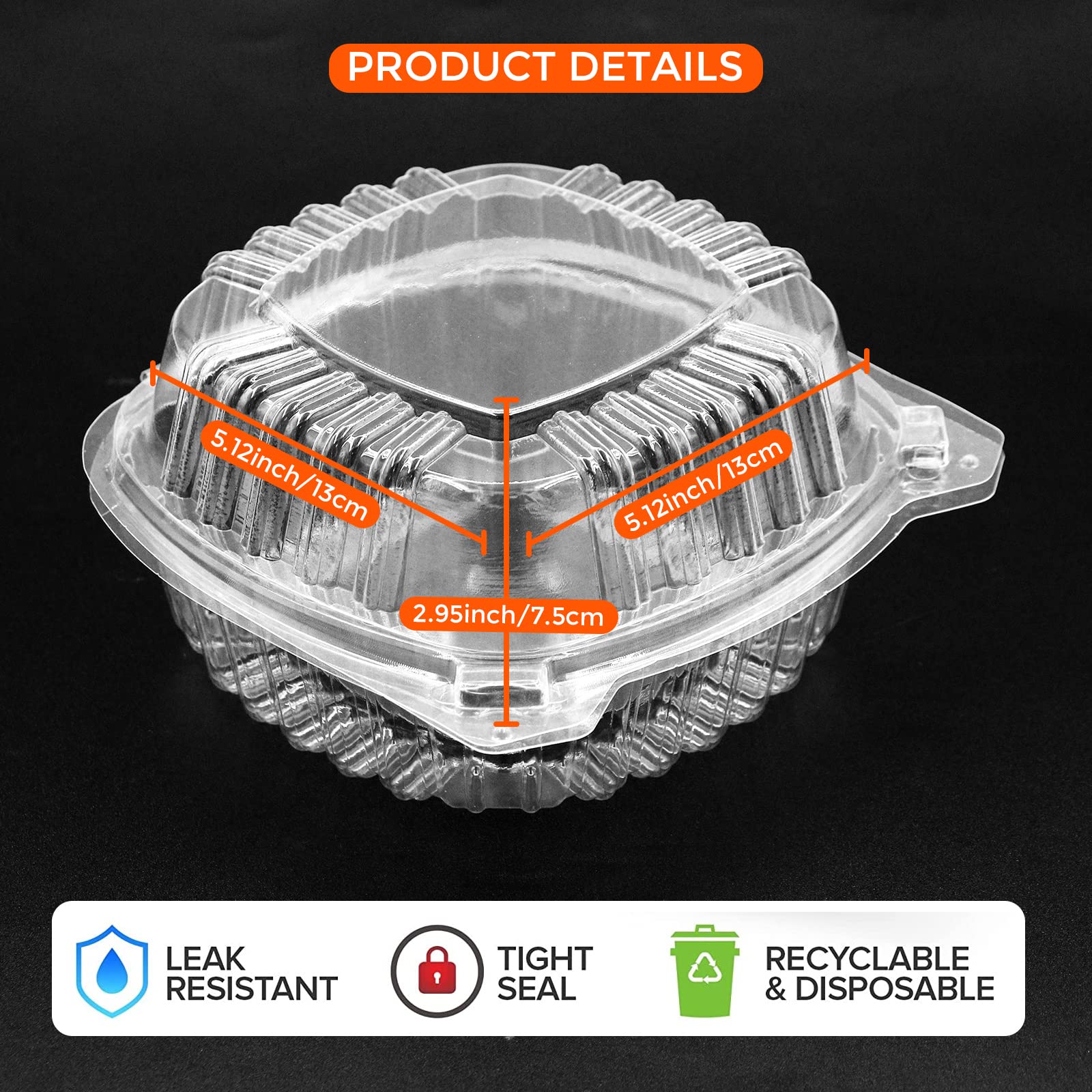 POPMISOLER 500pcs Clear Hinged Plastic Containers,Clamshell Take Out Containers,Clear Clamshell Food Containers,Plastic Hinged Food Container,Sandwich Containers Disposable Of Dessert,Salad