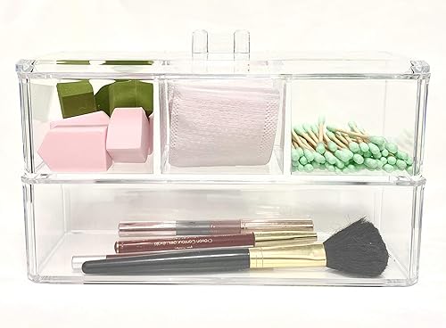 Miniatura 4 de Organizador de maquillaje acrílico, almacenamiento de cosméticos, vitrina, soporte para brochas de maquillaje, dispensador de lápiz labial, H-Clear,
