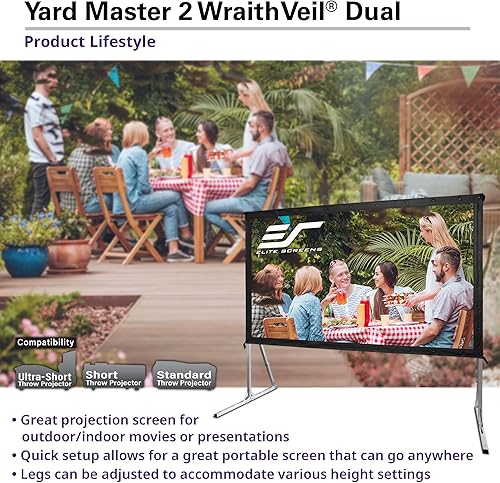Miniatura 3 de Pantalla para proyector al aire libre con soporte 16:9, 8K 4K Ultra HD 3D, plegable y rápida YardMaster 2 Dual Proyección delantera y trasera