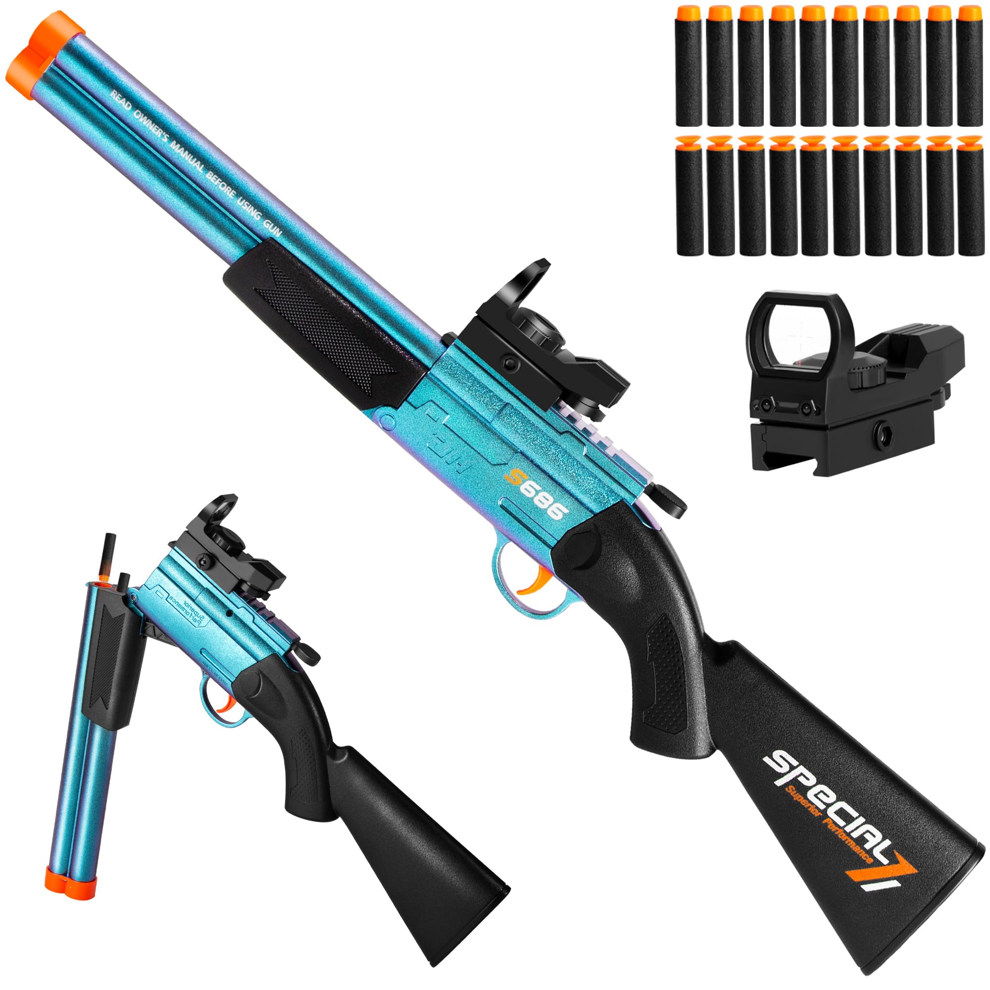 Double Barrel Shotgun Toy Sniper Rifle - Soft Bullet Foam Blaster Toy Gun for Kids Age 8-12 Kids Youth Teen Boys Girls Adults Dart Guns Cool Birthday Halloween Christmas Outdoor Play Shooting Game