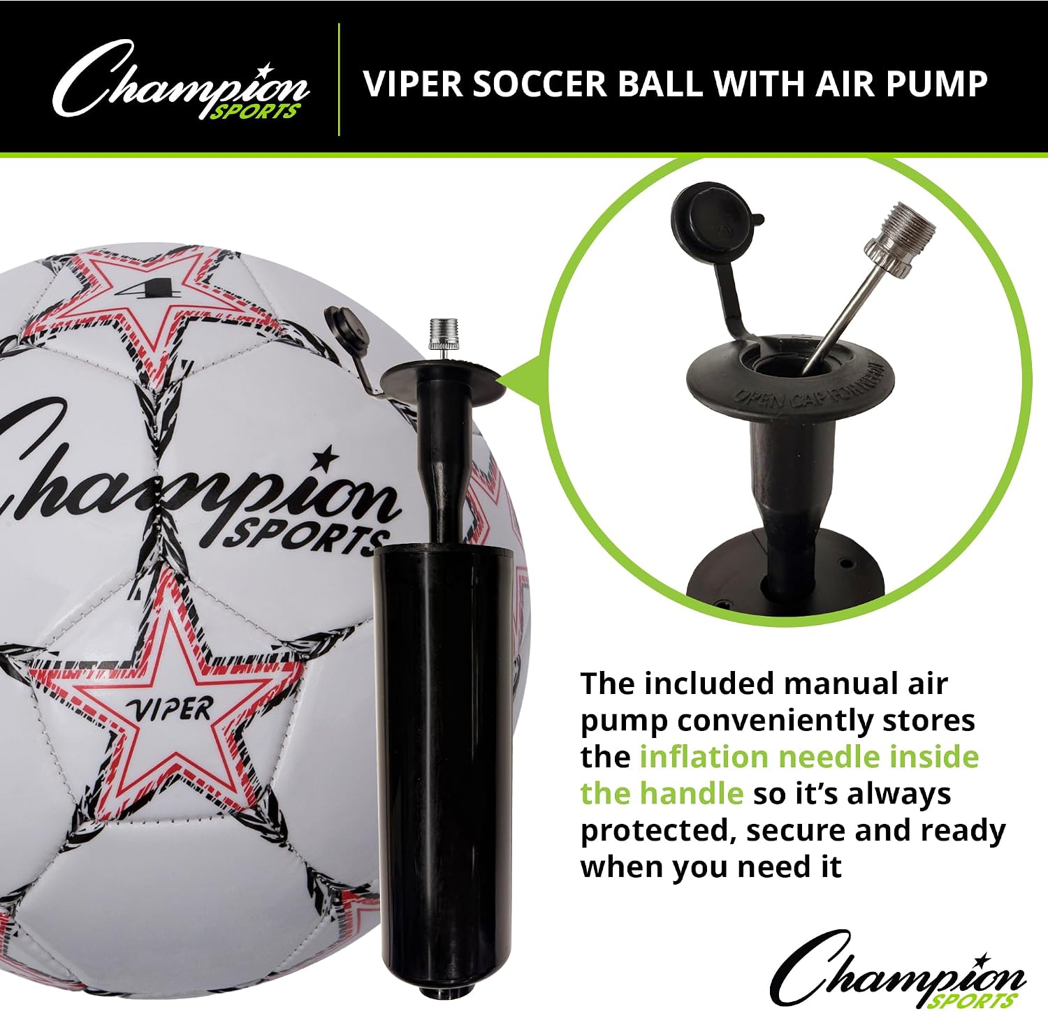 Champion Sports Viper Soccer Ball – TPU Soft-Touch Training Ball in Sizes 3,4,5 for Indoor/Outdoor Play