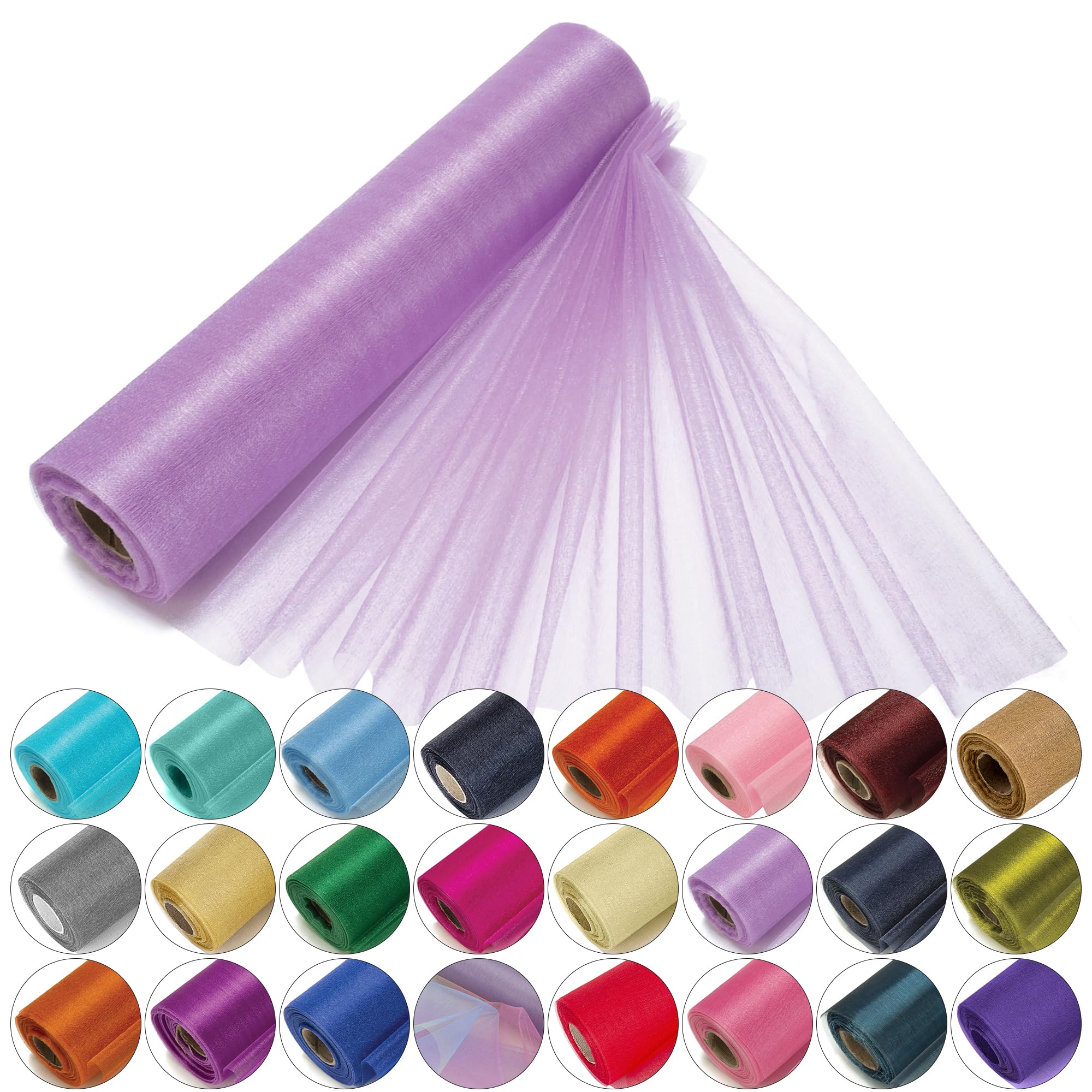 Trimming Shop Light Purple Snow Sheer Organza Roll 25m x 29cm Glitter Sashe โ image 1