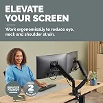 Fellowes Tous les jours Plus Dual Gas Ressort Monitor Bras tient deux écrans jusqu'à 32" Peser 4,4-19,84 lbs ea, Réglage de la hauteur, Tilt, Swivel, Rotation, VESA 75/100, Support de pince ou de gommet, Gestion des câbles