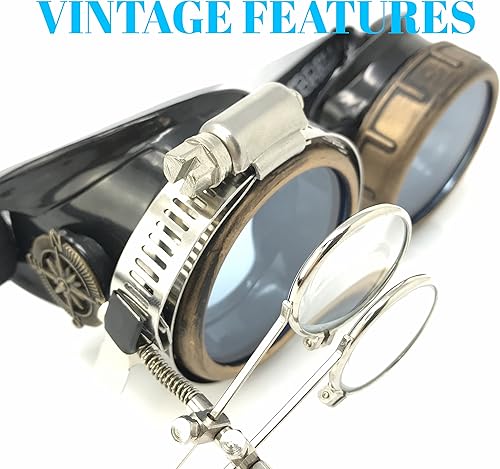 Miniatura 9 de Steampunk - Gafas de estilo victoriano con diseño de brújula y lupa ocular gafas de rave