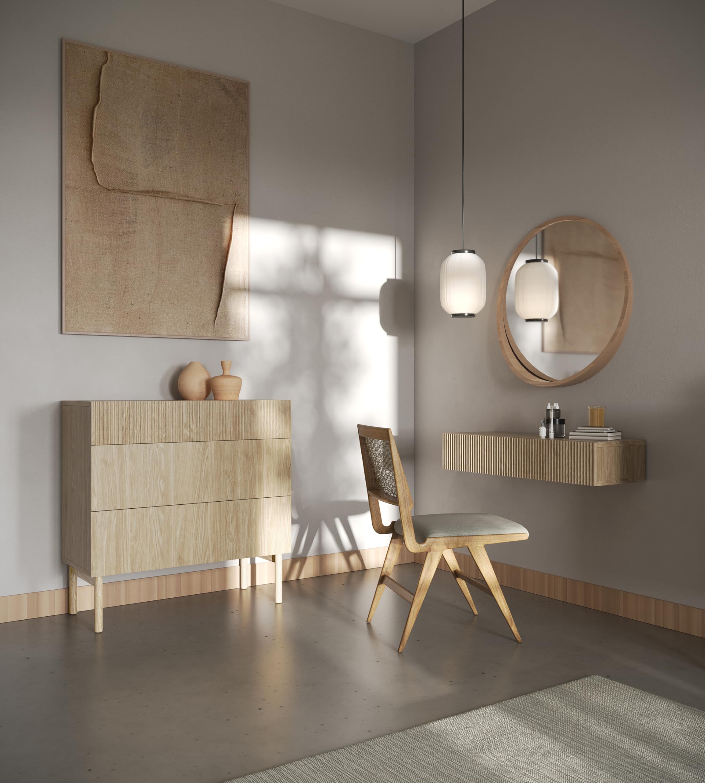 Selsey Consolle Ingresso Sospeso 90 x 17 cm Tavolo Console con Cassetto A Lamelle Rovere Oliato Nolie