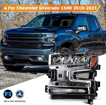 Headlight Assembly Fit 2019-2021 for Silverado 1500 Driver Side Headlight Black Housing Amber Reflector GM2502491