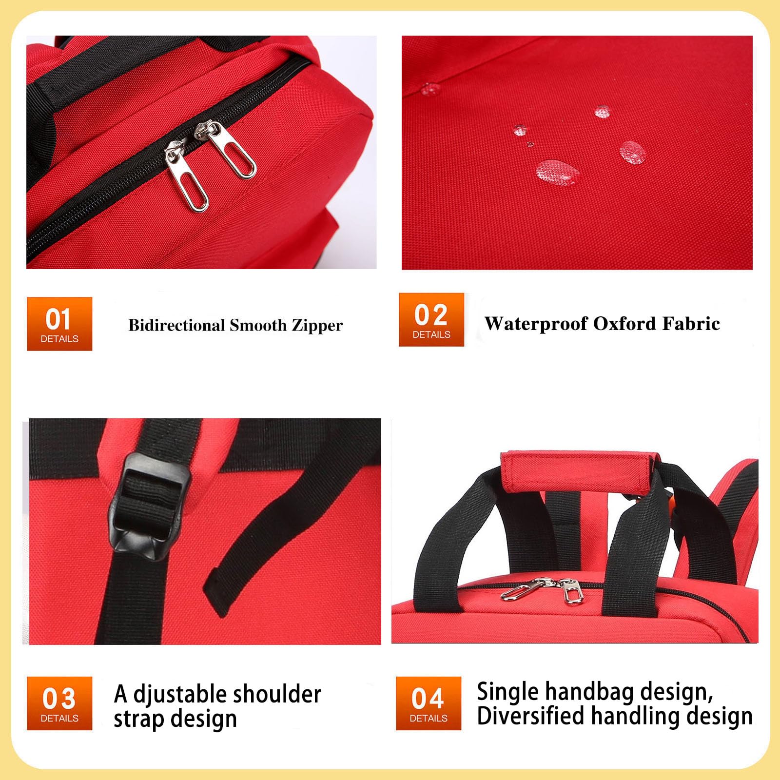 Zaino di pronto soccorso vuoto, zaino per primo soccorso, kit di emergenza medica, per casa, lavoro, EMT, escursionismo, viaggi, solo borsa (rosso)