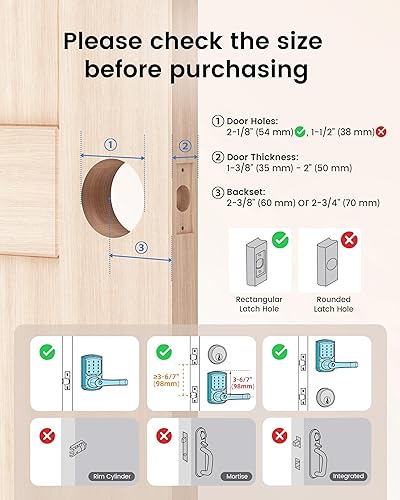 Miniatura 5 de HIDALIFE Cerradura de puerta de entrada sin llave con teclado y manija para puertas delanteras, cerradura de puerta electrónica con pantalla táctil,