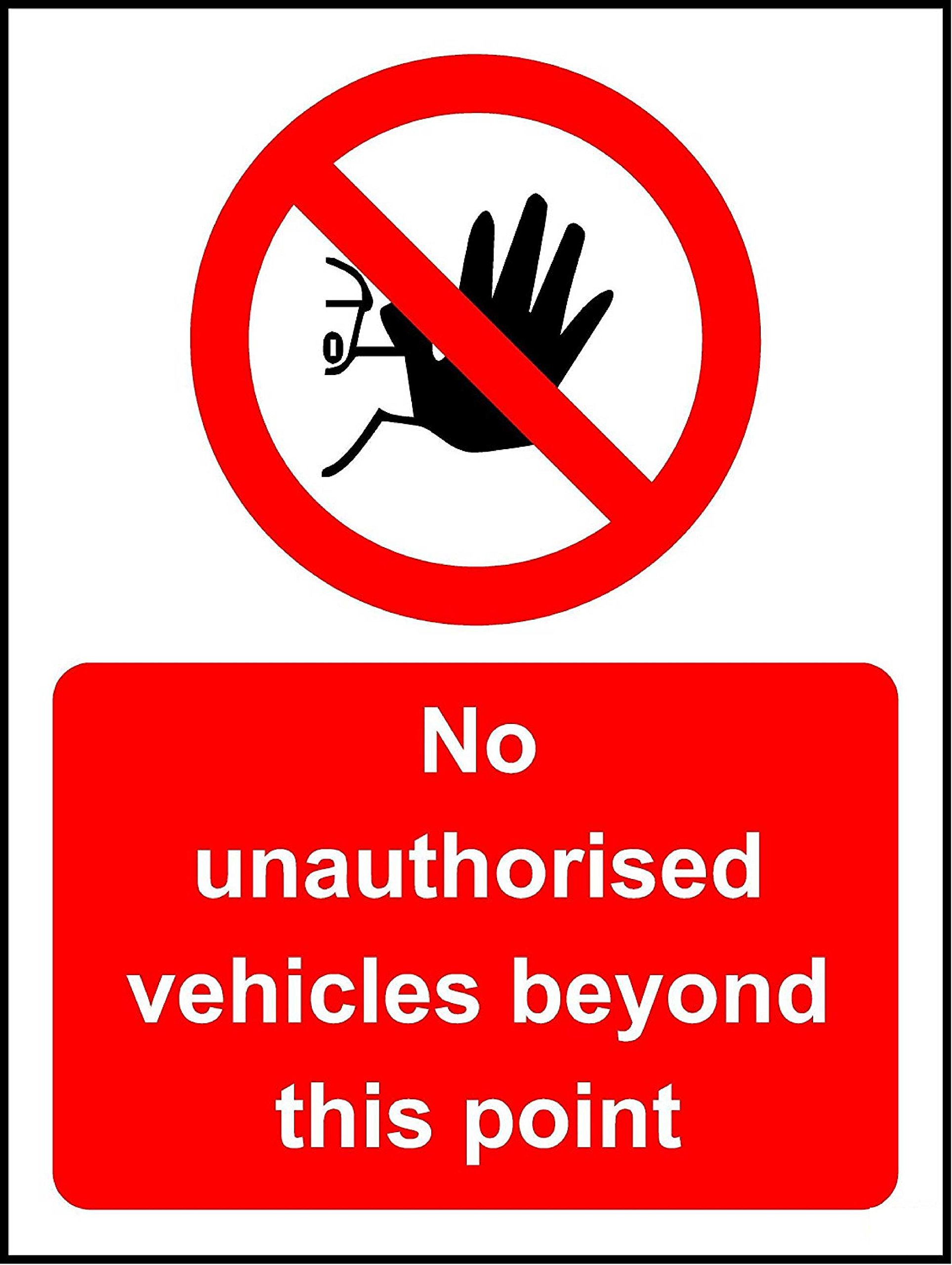 Kpcm Display Ltd No Unauthorised Vehicles Allowed Beyond This Point Safety Sign - 3Mm Aluminium Sign 400Mm X 300Mm