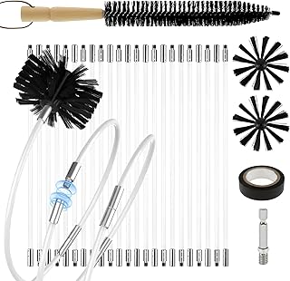 30 Feet Chimney Brush Cleaning Kit 4" Brush Head 23 Flexible Rods Compatible with Power Drill Particle Furnace Cleaning Brush, Ideal for Chimney, Fireplace, Flue, Dryer Vent & Sewage Pipe