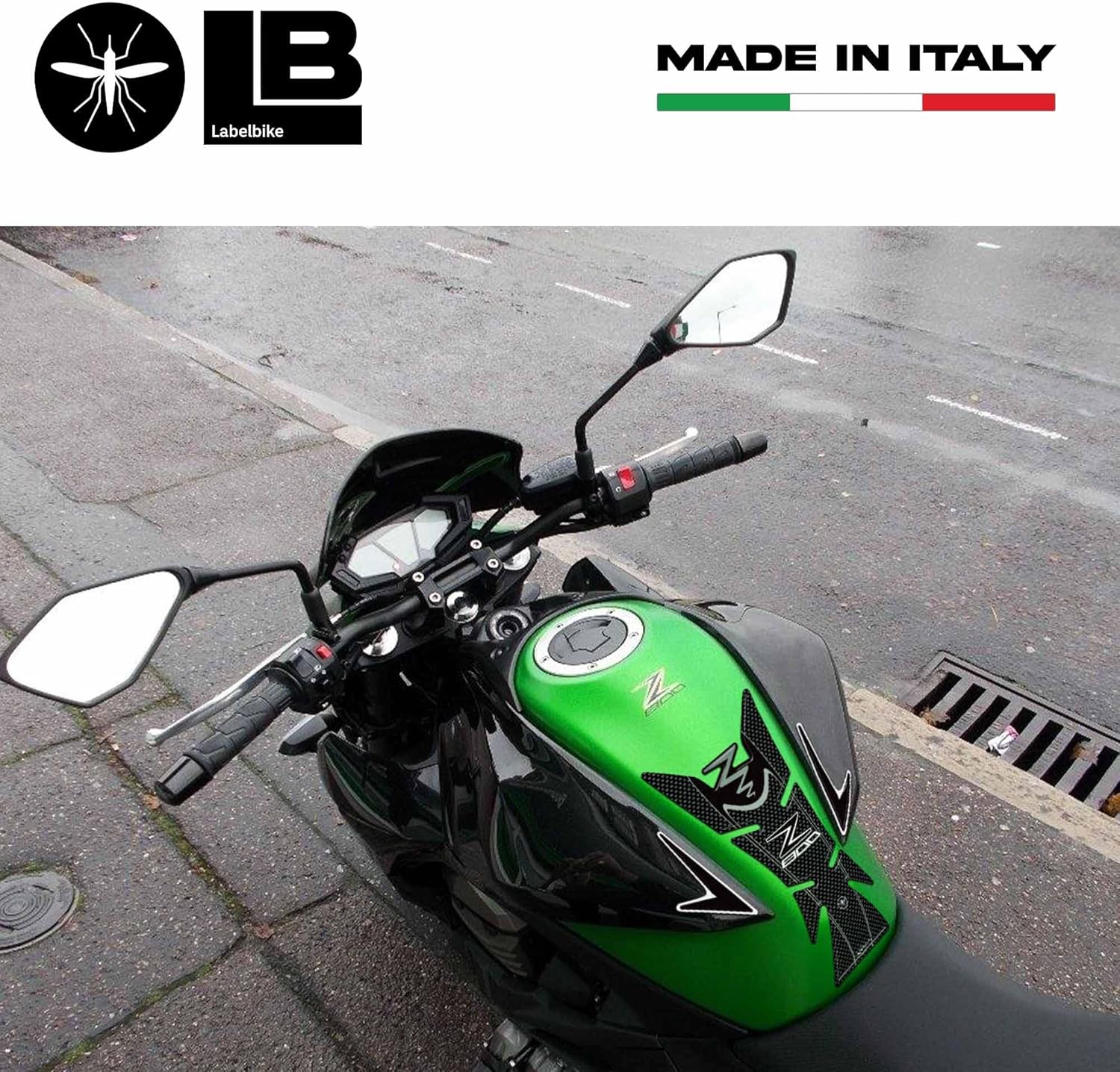 labelbike - 3D Sticker Motorcycle Fuel Tank Pad Protection and Decoration in Resin Compatible with Kawasaki Z 800 Z800 - Carbon Color