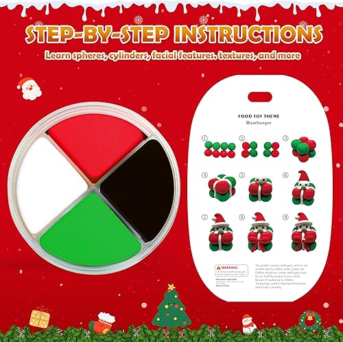 Miniatura 7 de Kit de arcilla seca al aire para regalo de Navidad, arcilla para modelar para niños, arcilla mágica de bricolaje con herramientas de tallado y