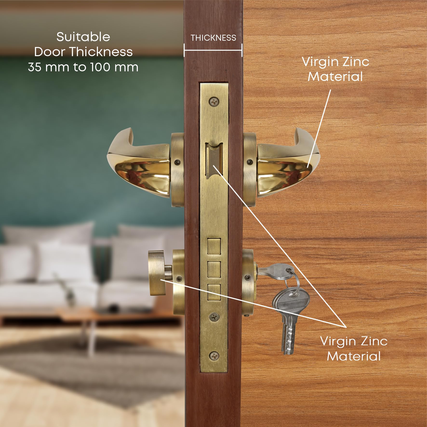 LAPO Mortise Lock - Secure Antique Style Door Lock -8