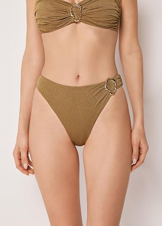 CALZEDONIA High-Waisted Brazilian Swimsuit Bottom Sophisticated Shine