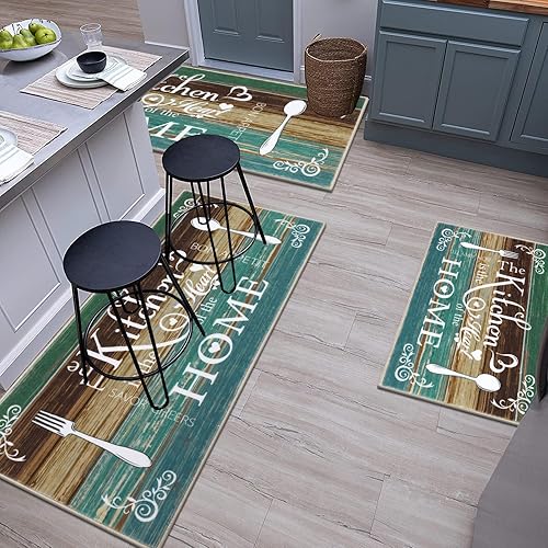 Miniatura 8 de Vaukki Juego de 3 tapetes de cocina bohemios, lavables para piso, tapete de cocina suave antideslizante para cocina, cuarto de servicio y pasillo