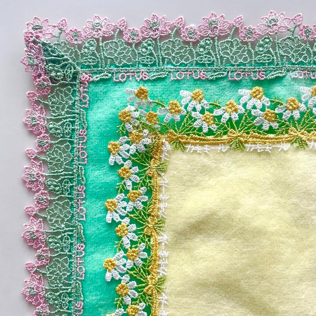 近沢レース ハンカチ 4枚 近沢レースハンカチ カモミール＆ティータイム＆ロータス4枚 近沢