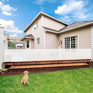195 Inch Extra Long Retractable Baby Gates 35" Tall Extra Wide Baby Gates for Super Wide Openings Retractable Dog Gates for The House Indoor Outdoor Large Mesh Pet Gates for Doorways, White
