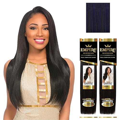 Miniatura 17 de Sensationnel Empire Yaki - Extensiones de cabello humano virgen Yaki con textura Yaki para tejer y coser en estilos – Liso Yaki paquete de 2