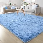 Keeko Extra Soft Area Rugs for Living Room Bedrooms, 5x7 Pink Fluffy Washable Bedroom Large Area Rug Cute Faux Fur Rug High Pile Carpet Indoor Rug for Girls Kids Nursery Baby Room Decor