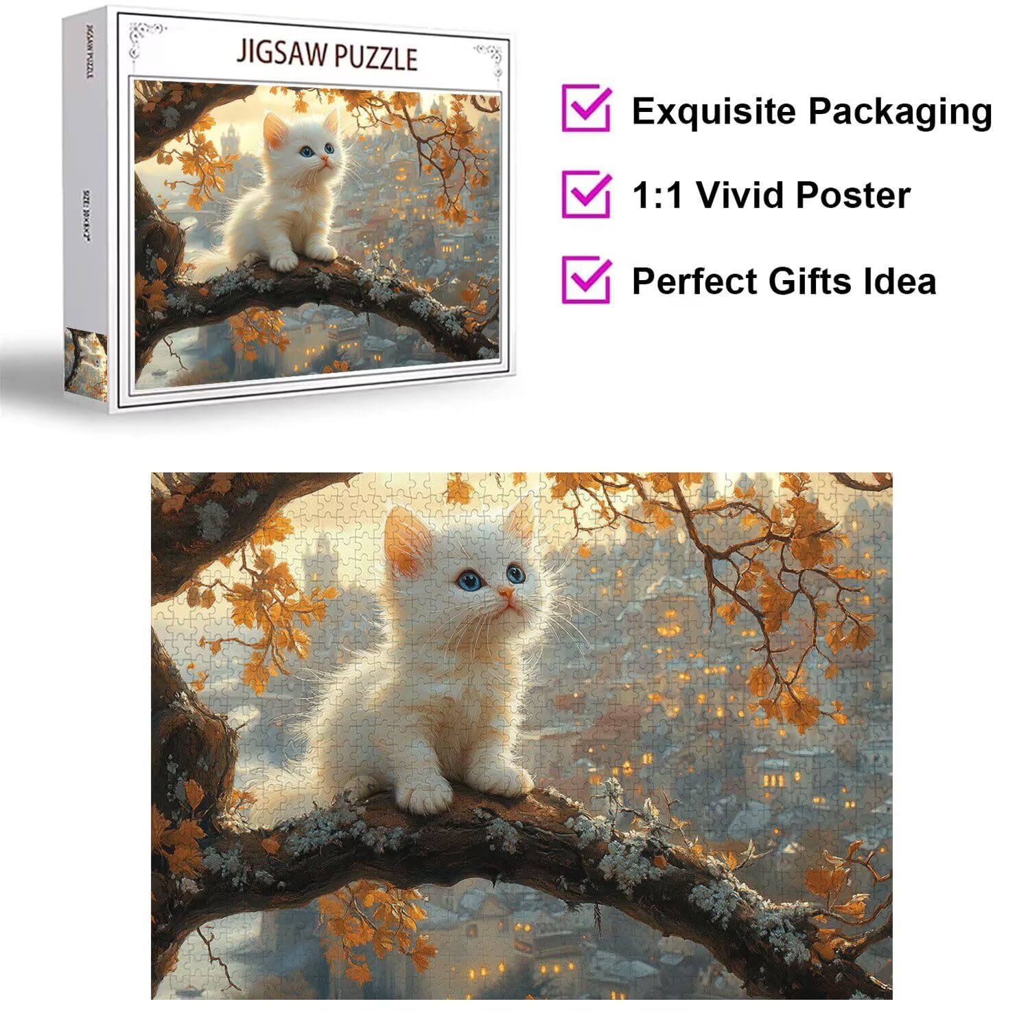 1500 sztuk puzzli dla dorosłych, gry rodzinne, drzewo dla kota, n-519