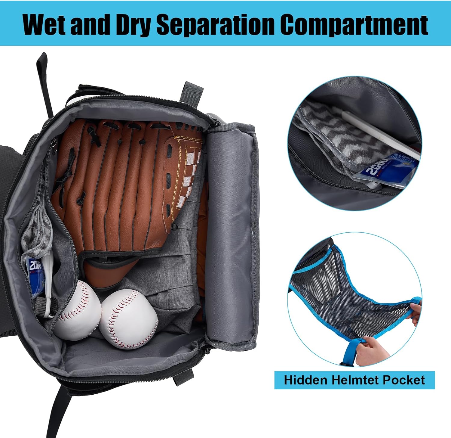 45L Youth Baseball Bat Bag, Softball Bag, Baseball Equipment Backpack Bag with Shoe Compartment