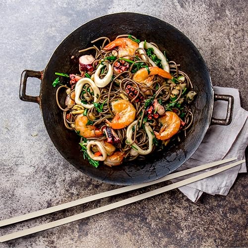 Miniatura 7 de Zerodeko 10 pares de palillos largos de fideos para cocinar en olla caliente, tamaño grande, reutilizable, de madera, sin rebabas, agarre cómodo