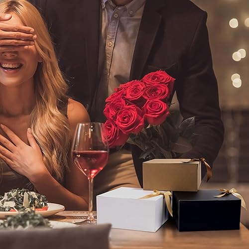 Miniatura 6 de HUAPRINT Cajas de regalo con tapas, blancas, 8 x 8 x 4 pulgadas, caja de propuesta de dama de honor, 12 juegos, papel kraft para bodas, embalajes,