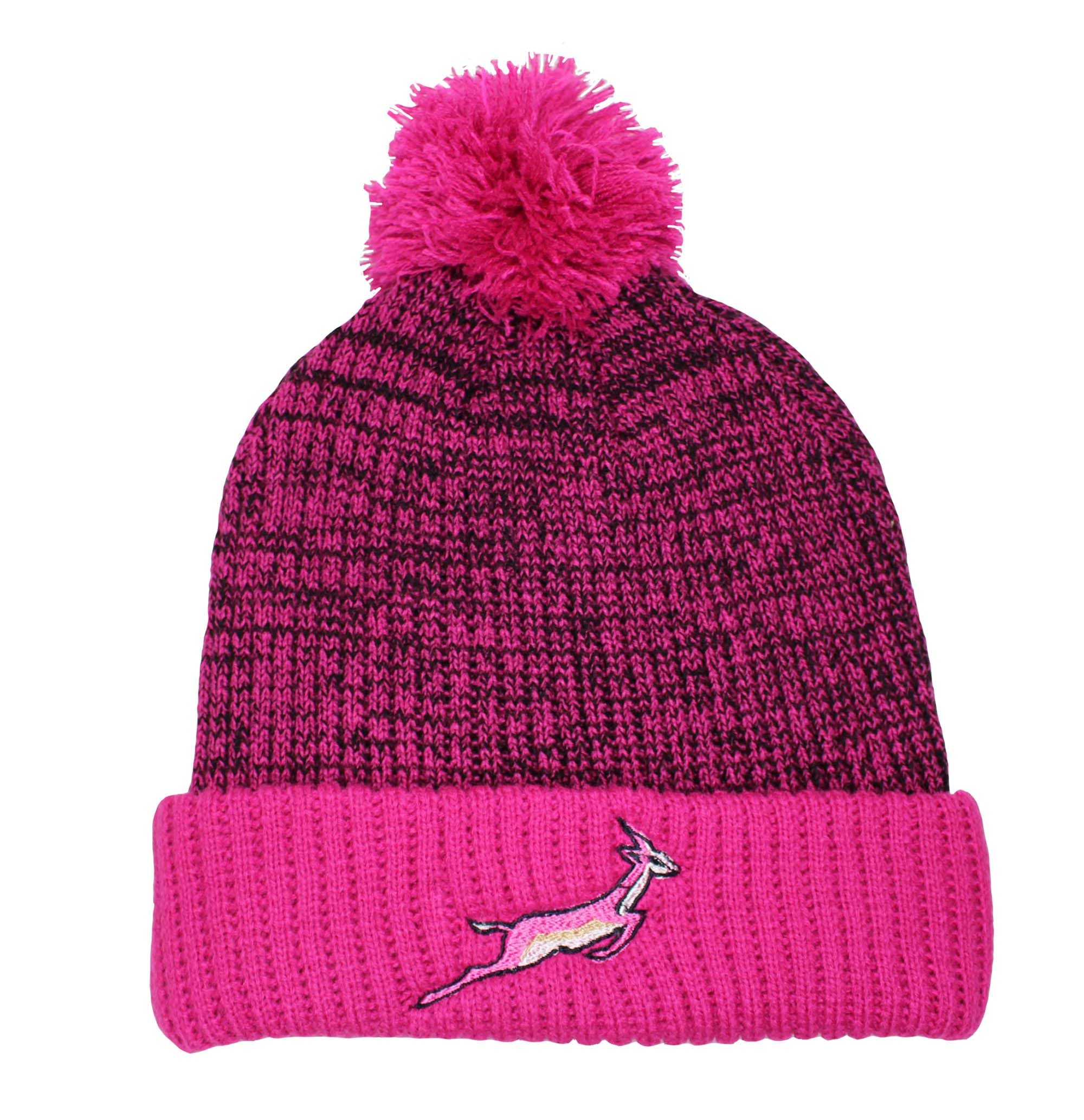 Teddyt's Girls Pink 'S Springbok Embroidered Knitted Bobble Hat (4-8 Years)