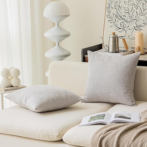 Miniatura 7 de Kevin Textile - Funda de almohada de lino suave y sólida con forro, funda de almohada duradera con diseño de estrella a rayas, 66 x 66 cm, juego de