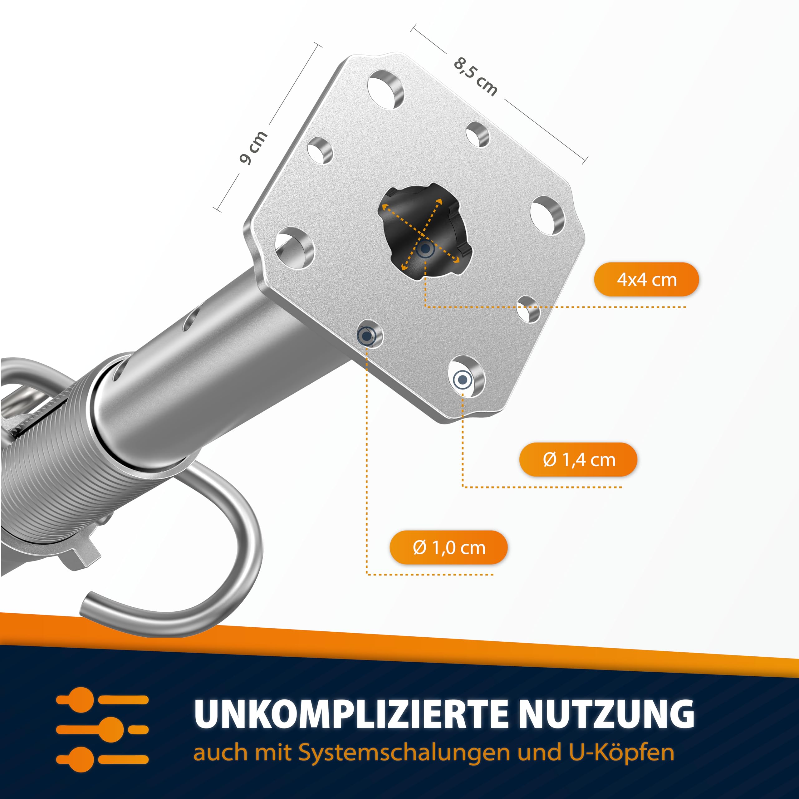 Baustütze [171 – 300 cm] Eco Klasse B/D30 - Montagestütze - Deckenstütze - leichte Einhandstütze - stabile Stützen höhenverstellbar - Teleskopstütze & Deckenspanner Montagehilfe