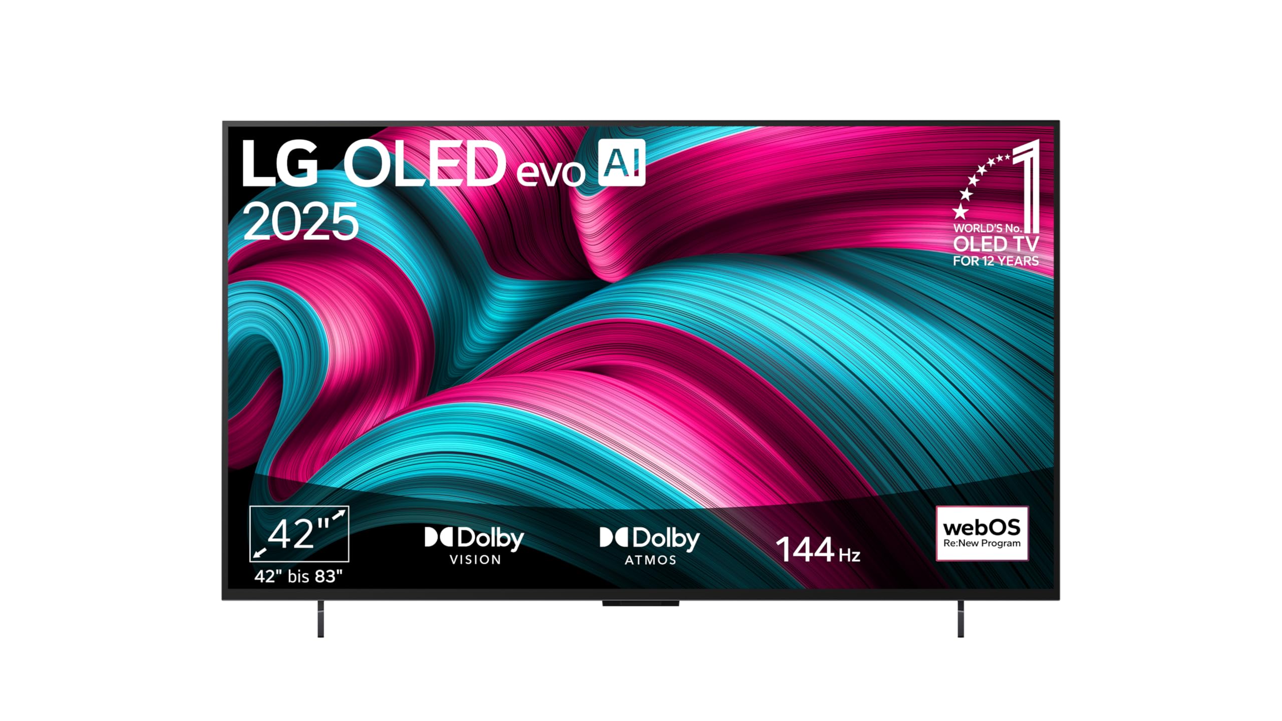 LG OLED42C5ELB, 42 Inch (106 cm), 4K OLED evo AI TV, α9 Gen8 Processor, webOS 25, 120Hz (VRR up to 144Hz), Model Year 2025