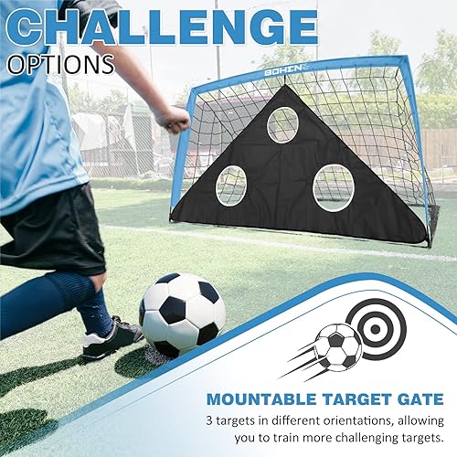 Miniatura 4 de BOHEN 6x4 FT Kids Soccer Goals with Carry Bag, Portable Folding Soccer Net for Backyard Training, IndoorOutdoor Use for Youth and Adult