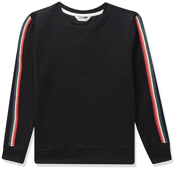 Girl's Cotton Crew Neck Sweatshirt (BS-1457-02_Black_3 4 Years)