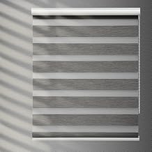 YIIBAII Day and Night Roller Blinds Zebra Blinds Blackout or Translucent Vision Roller Shades for Windows and Doors W 45cm x L 150cm,Grey