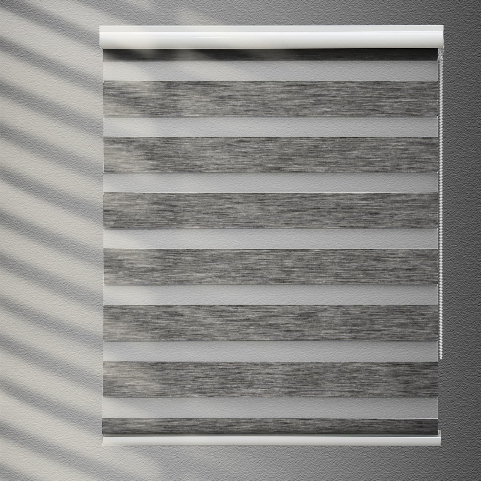 YIIBAII Tenda a rullo per giorno e notte, oscurante, traslucida, per finestre e porte (larghezza 50 cm x lunghezza 150 cm, grigio)