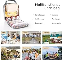 Vista 7 de Lonchera para hombres y mujeres, lonchera aislada, para el trabajo, picnic, viajes (gris)