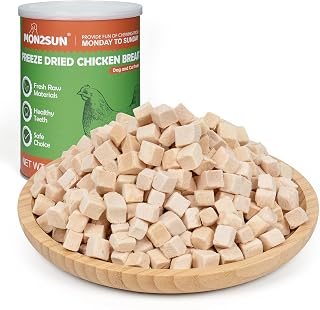 MON2SUN Freeze Dried Chicken Treats for Dogs & Cats - Single Ingredient High Protein Training Rewards & Food Topper, 6oz